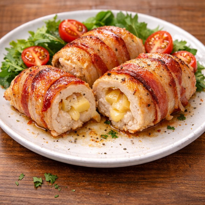 Куриные рулетики с беконом и сыром