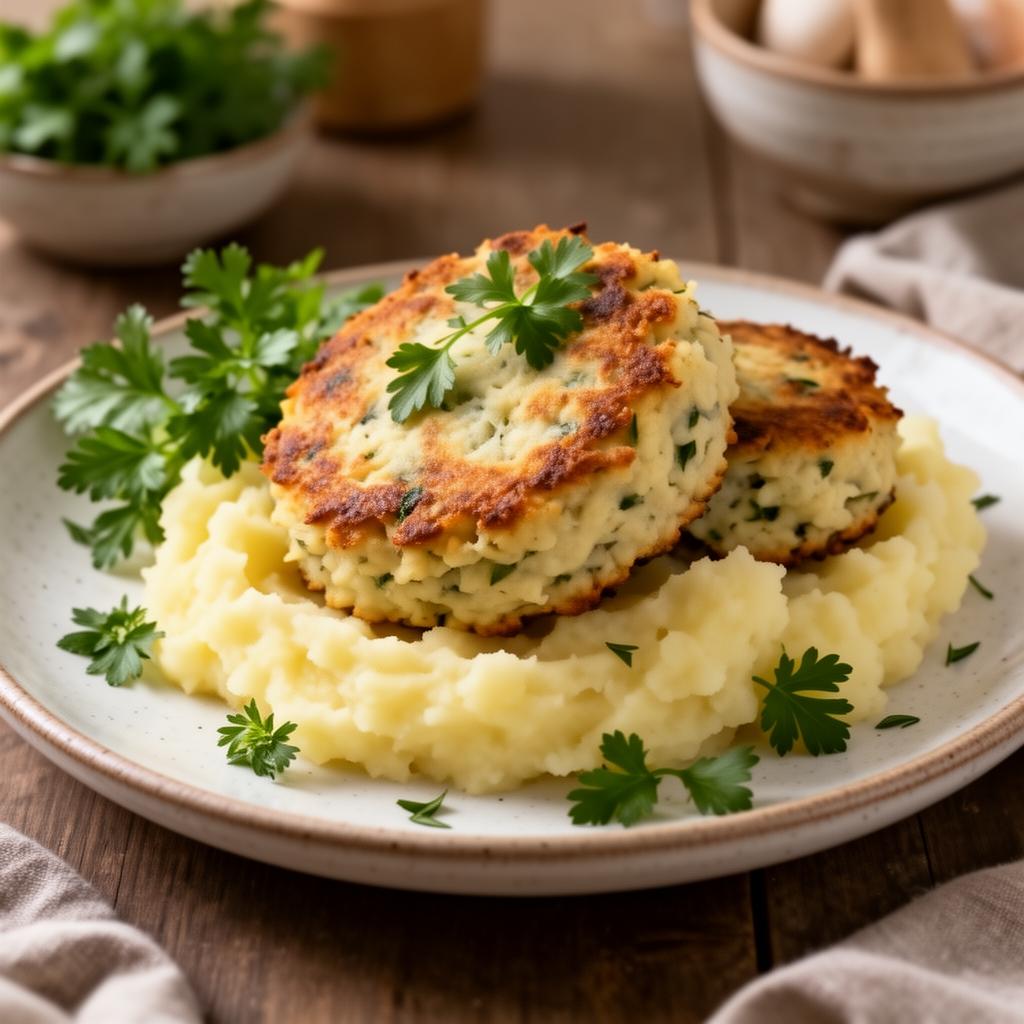 Рыбные котлеты с картофельным пюре